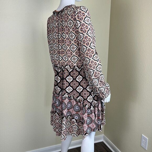 Anthropologie Women's Size M Southweatern Boho Ruffle Tiered Mini Dress Pullover - Picture 8 of 14